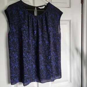 Womens Sleeveless Blouse, Blue and Black, Reitmans, Size XL